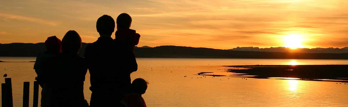 family at sunset